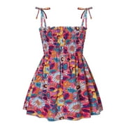 Penkiiy Toddler Baby Girls Dress Flare Sleeveless Rainbow Print Kids Clothes Fall Outfits Easter Dresses for Toddler Girls 2.5-3 Years 2023 Summer Deal